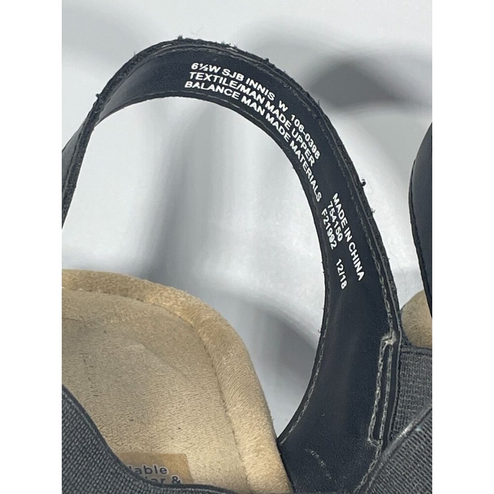 Womens Wedge Sandals 6 1/2 black stretch strap boho summer St. Johns Bay Innis - Picture 4 of 7